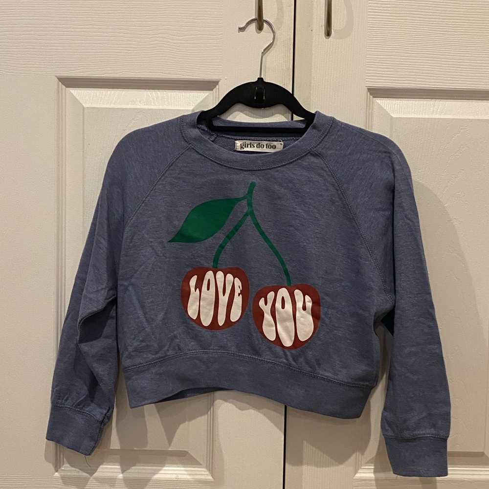 Blue Cherry Graphic Sweatshirt - 'Love You'